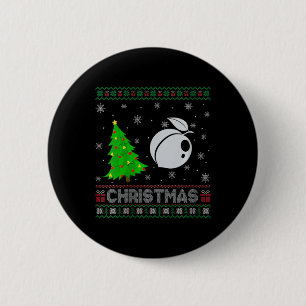 Vrouwen perzik kerstboom verlichting lelijke kerst ronde button 5,7 cm