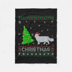 Vrouwen Perzische Kat Kerstboom Verlichting Lelijk Fleece Deken