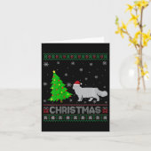 Vrouwen Perzische Kat Kerstboom Verlichting Lelijk Kaart (Gele Bloem)