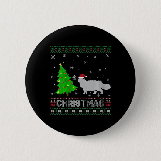 Vrouwen Perzische Kat Kerstboom Verlichting Lelijk Ronde Button 5,7 Cm (Voorkant)