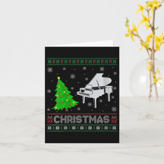 Vrouwen Piano Xmas Tree Lighting Ugly Christmas Se Kaart (Gele Bloem)