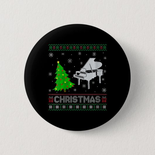 Vrouwen Piano Xmas Tree Lighting Ugly Christmas Se Ronde Button 5,7 Cm (Voorkant)
