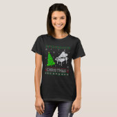 Vrouwen Piano Xmas Tree Lighting Ugly Christmas Se T-shirt (Voorkant volledig)