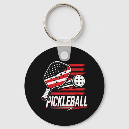 Vrouwen Pickleball 4 juli Amerikaanse Vlag Sleutelhanger (Voorkant)
