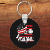 Vrouwen Pickleball 4 juli Amerikaanse Vlag Sleutelhanger (Voorkant)