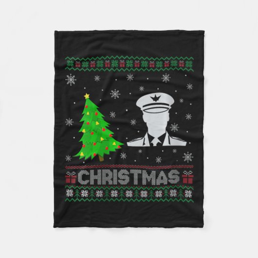 Vrouwen Piloot Kerstboom Lighting Ugly Christmas S Fleece Deken (Voorkant)