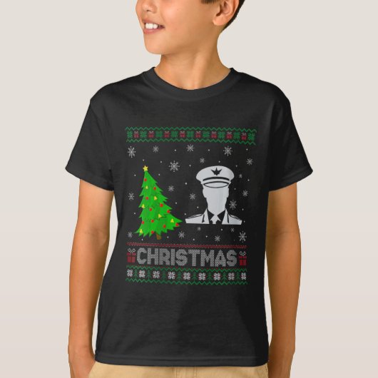 Vrouwen Piloot Kerstboom Lighting Ugly Christmas S T-shirt (Voorkant)