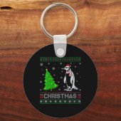 Vrouwen Pinguïn Kerstboom Lighting Ugly Christmas Sleutelhanger (Voorkant)