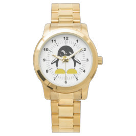 Vrouwen Pinguïn Oversized Gouden Armband Horloge