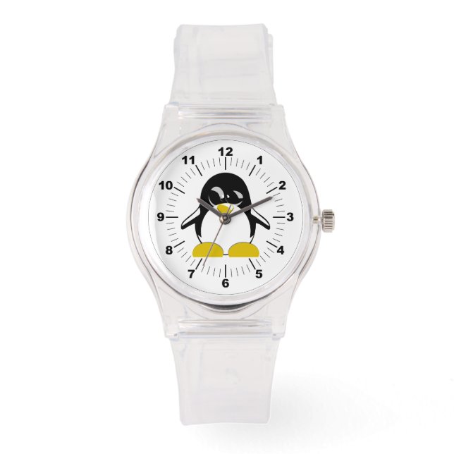 Vrouwen Pinguïn Sportief Roze Silicon Horloge (Voorkant)