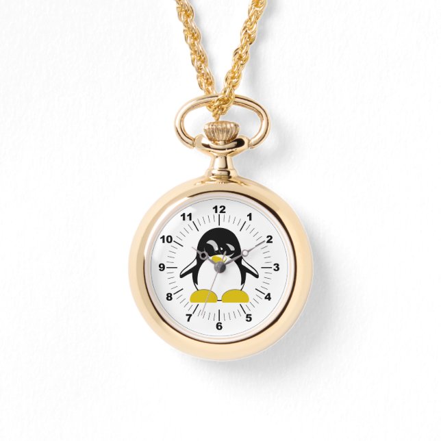 Vrouwen Pinguïn Wraparound Gold Watch Horloge (Voorkant)