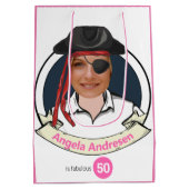 Vrouwen Pirate Birthday Funny 50th Face Great Medium Cadeauzakje (Achterkant)