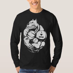 Vrouwen Pit Bull Dog Tattoo Ik hou van mama T-shirt