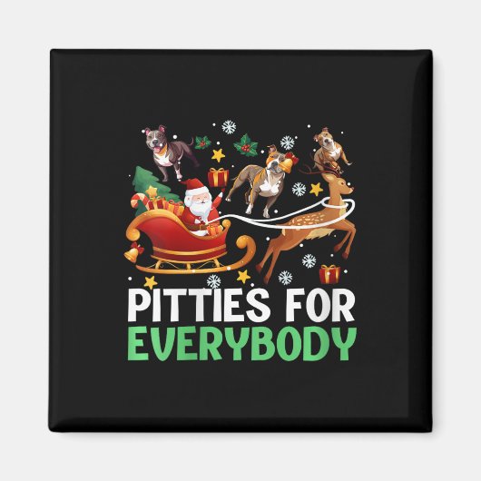 Vrouwen Pitties voor iedereen Kerst Pitbull hond Magneet (Voorkant)
