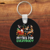 Vrouwen Pitties voor iedereen Kerst Pitbull hond Sleutelhanger (Voorkant)