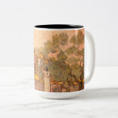 Vrouwen plukken olijven van Gogh: Tweekleurige Koffiemok (Voorkant rechts)