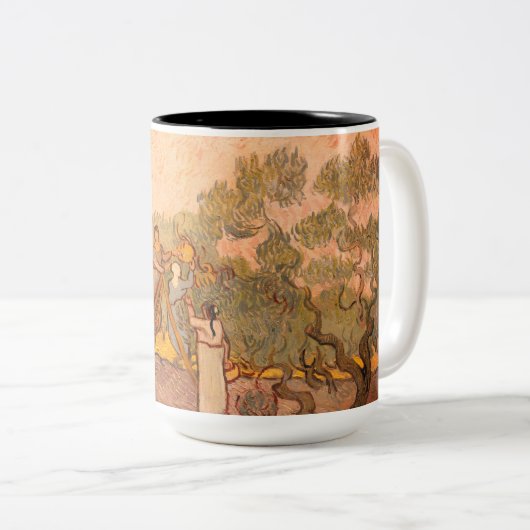 Vrouwen plukken olijven van Gogh: Tweekleurige Koffiemok (Voorkant rechts)