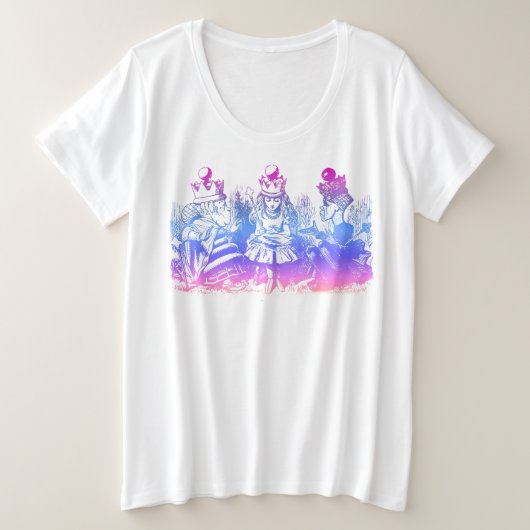 Vrouwen plus Alice in Wonderland Three Queens Art Grote Maat T-shirt (Design voorkant)