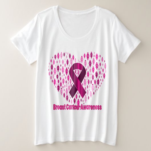 Vrouwen plus grootte borstkankerbewustzijn T-shirt (Design voorkant)