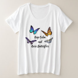Vrouwen Plus Size T-shirt Houd Kalm Raise Vlinders