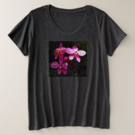 Vrouwen Plus Size T-shirt Paarse Orchideeën