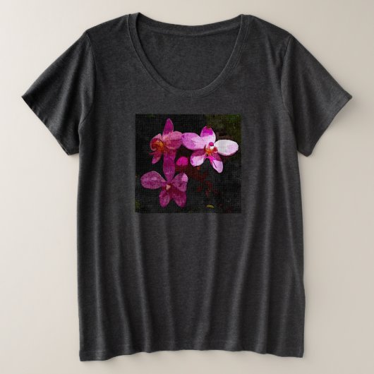 Vrouwen Plus Size T-shirt Paarse Orchideeën (Design voorkant)