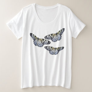 Vrouwen Plus Size T-shirt Witte Vlinders