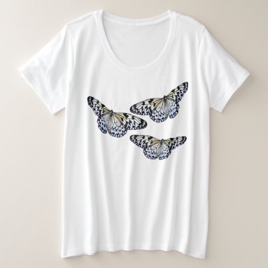 Vrouwen Plus Size T-shirt Witte Vlinders (Design voorkant)
