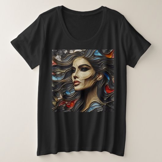 Vrouwen Plus Size T-shirts met Art Expression 14 (Design voorkant)