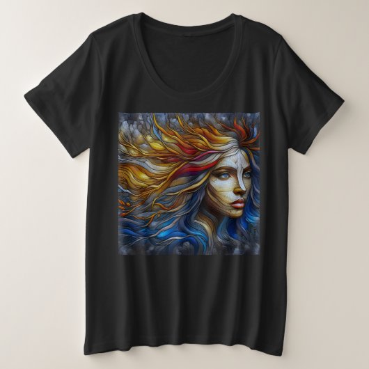 Vrouwen Plus Size T-shirts met Art Expression 18 (Design voorkant)