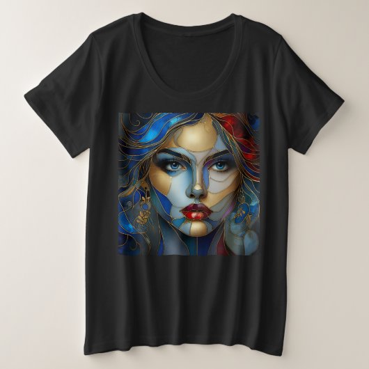 Vrouwen Plus Size T-shirts met Art Expression 30 (Design voorkant)