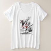 Vrouwen Plus White Rabbit Alice in Wonderland Grote Maat T-shirt (Design voorkant)