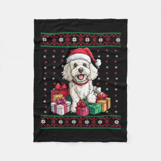 Vrouwen Poedel Kerstman Hoed Grappige Hond Liefheb Fleece Deken (Voorkant)