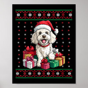 Vrouwen Poedel Kerstman Hoed Grappige Hond Liefheb Poster