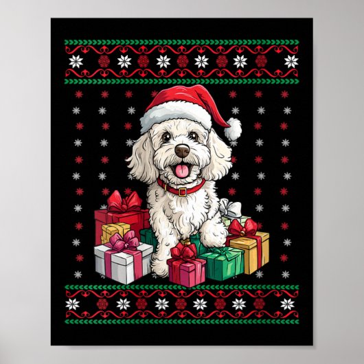 Vrouwen Poedel Kerstman Hoed Grappige Hond Liefheb Poster (Voorkant)
