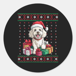 Vrouwen Poedel Kerstman Hoed Grappige Hond Liefheb Ronde Sticker