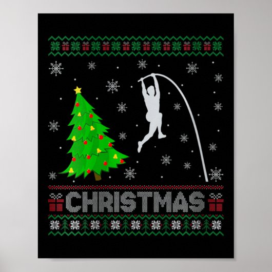 Vrouwen Pole Vault kerstboom Lighting Ugly Christm Poster (Voorkant)
