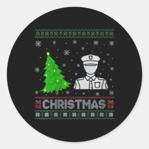 Vrouwen Politie Kerstboom Lighting Ugly Christmas  Ronde Sticker