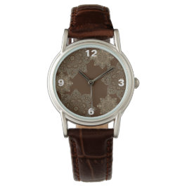 Vrouwen pols horloge bruin met medaillons