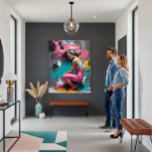 Vrouwen portret in spatkleuren canvas afdruk