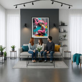 Vrouwen portret in spatkleuren canvas afdruk