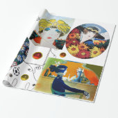 VROUWEN PORTRETTEN, ART DECO SCHOONHEID MODE KOSTU CADEAUPAPIER (Uitgerold)