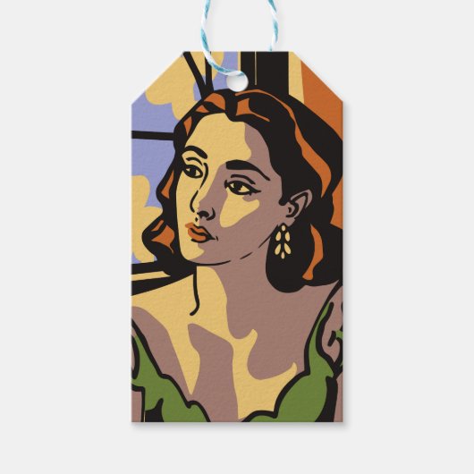 Vrouwen portretteren pop kunst cadeaulabel (Voorkant)