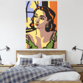 Vrouwen portretteren pop kunst canvas afdruk (Insitu (Slaapkamer))