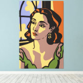 Vrouwen portretteren pop kunst canvas afdruk (Insitu (Houten vloer))