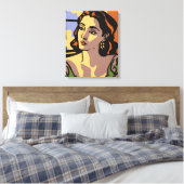 Vrouwen portretteren pop kunst canvas afdruk (Insitu (Slaapkamer))