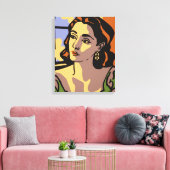 Vrouwen portretteren pop kunst canvas afdruk (Insitu (Woonkamer))