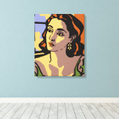 Vrouwen portretteren pop kunst canvas afdruk (Insitu (Houten vloer))