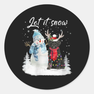 Vrouwen Portugees Waterhond Kerstman Kerstman Ronde Sticker