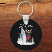 Vrouwen Portugees Waterhond Kerstman Kerstman Sleutelhanger (Voorkant)